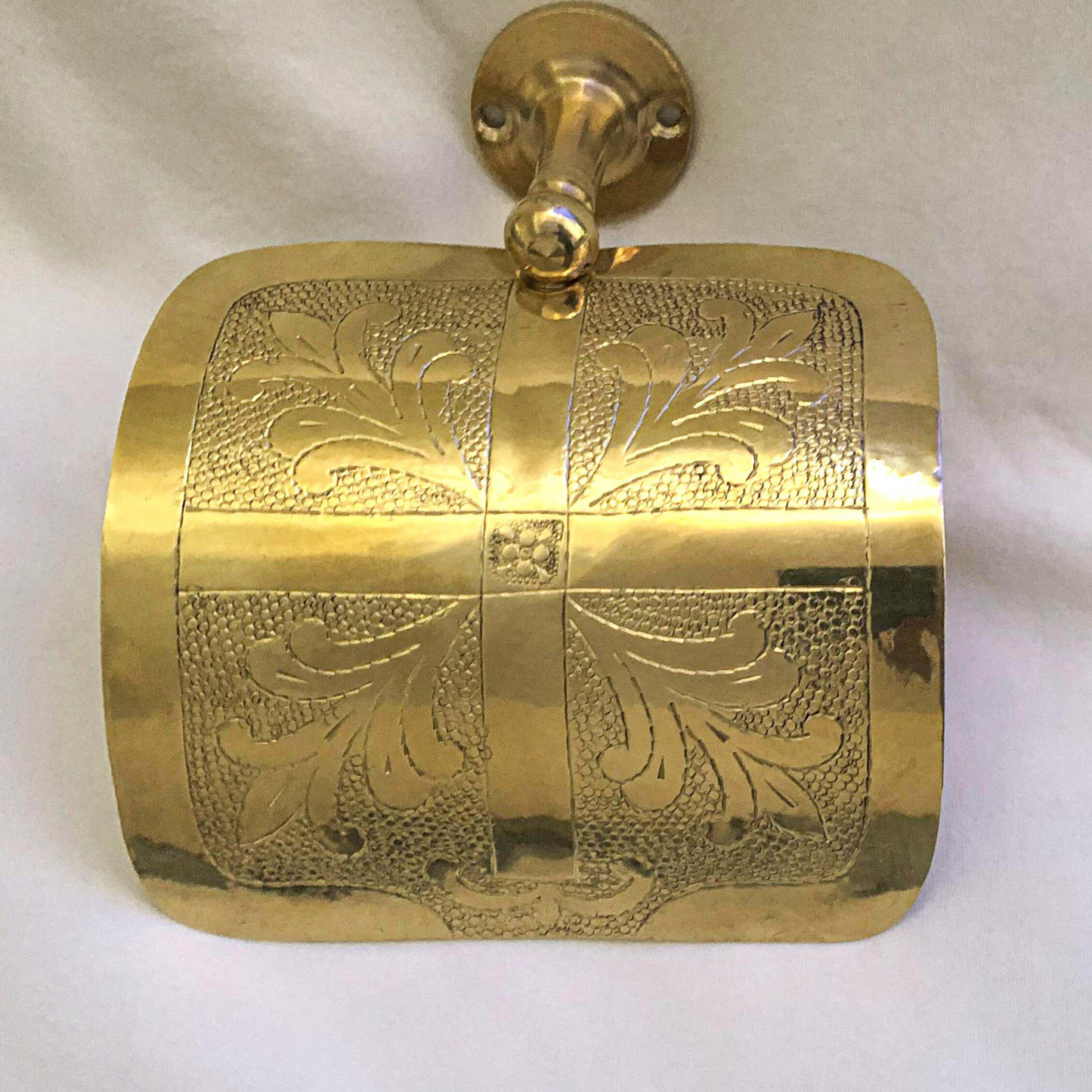 Hand-Engraved Solid Brass Toilet Paper Holder – Antique Patina Finish