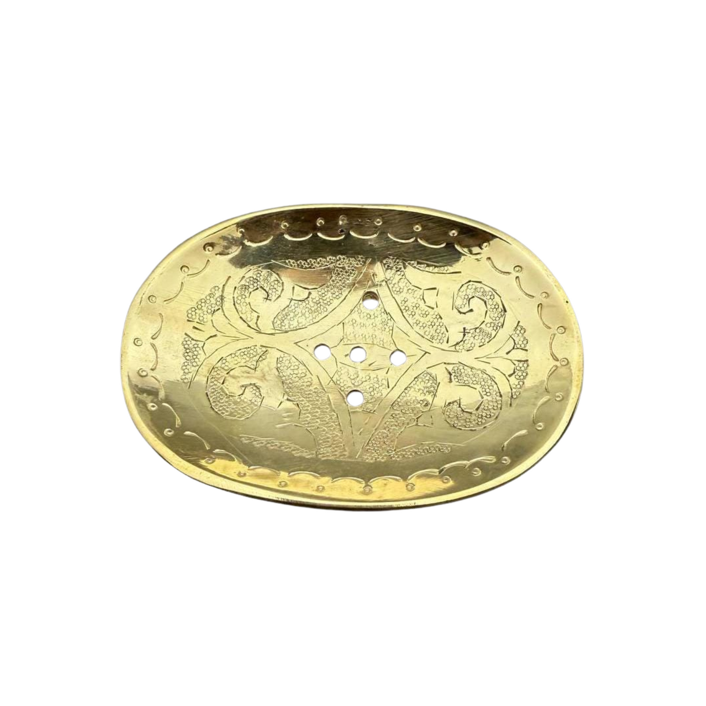 Handcrafted Unlacquered Brass Soap Dish – Warm Patina Finish Engraved Soap dish