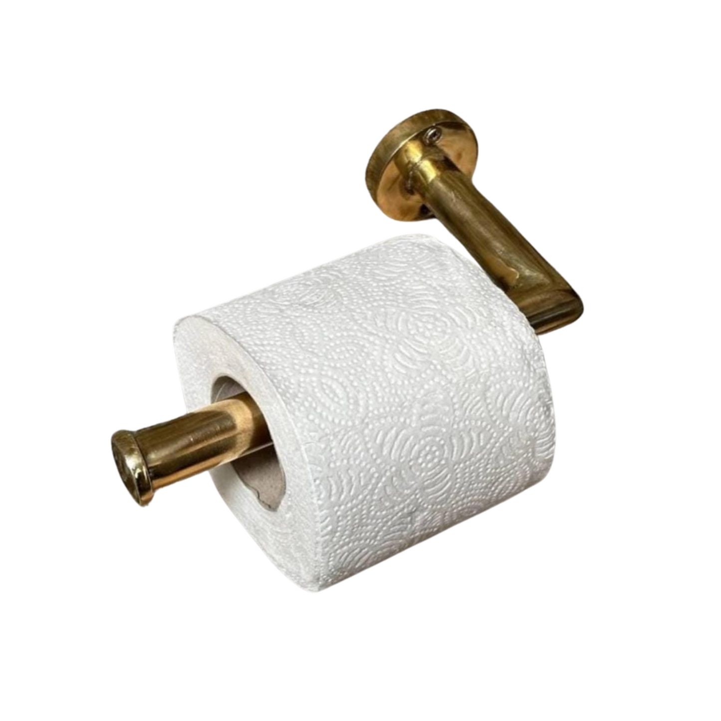 Solid Brass Wall Mount Bathroom Toilet Paper Holder - Unlacquered Natural Finish