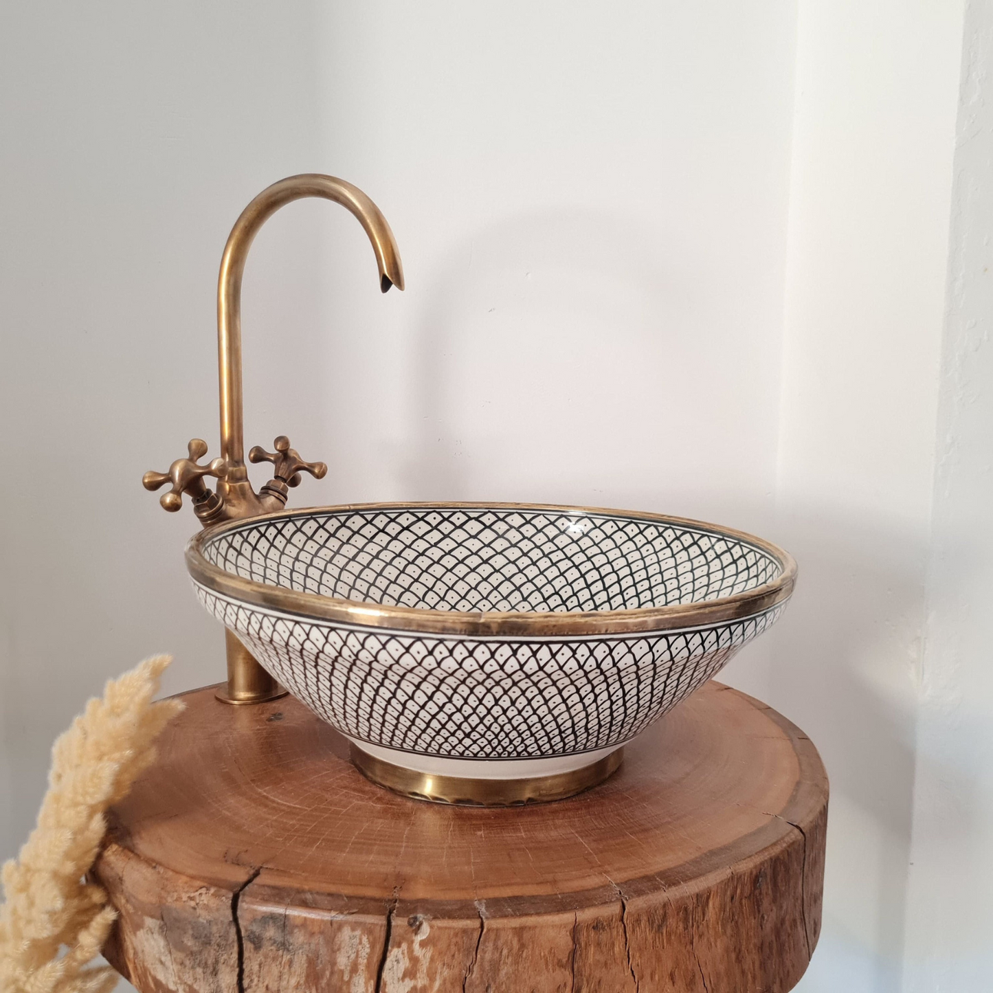 Custom Made Bathroom Sink With Brass Rim