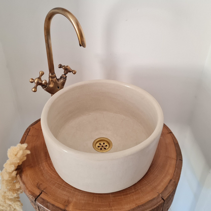 Mid Century Modern Natural Beige Bathroom Sink
