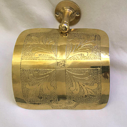 Hand-Engraved Solid Brass Toilet Paper Holder – Antique Patina Finish