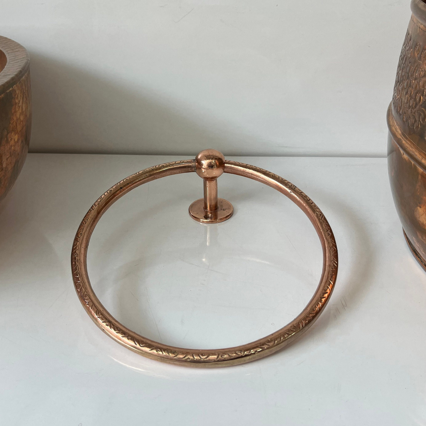 Handmade Solid Brass Towel Holder with Antique Copper Finish – Elegant Bathroom Accessory