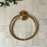 Handmade Brass Towel Ring – Moroccan Engraved Hand Towel Holder in Unlacquered & Bronzed Finishes
