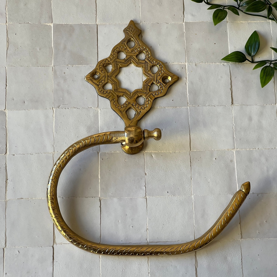 Handmade Antique Brass Wall Mounted Towel Holder
