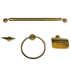 Handmade Brass Bathroom Accessories Set – Towel Ring, Towel Rack, Toilet Paper Holder, Soap Dish, and Hooks