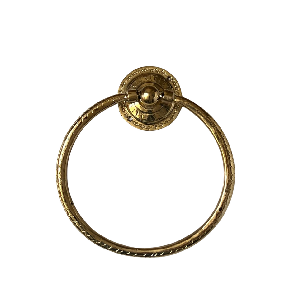 Handmade Brass Towel Ring – Moroccan Engraved Hand Towel Holder in Unlacquered & Bronzed Finishes
