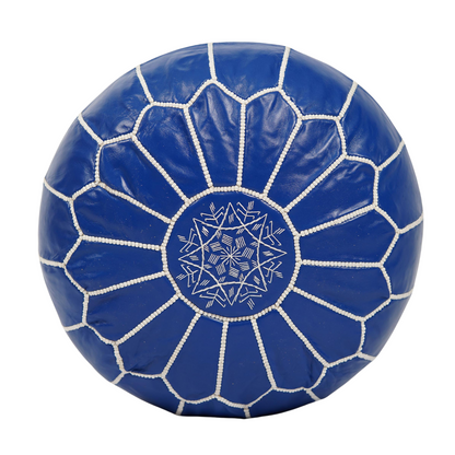Moroccan POUF Blue Leather Pouf Ottoman Pouf Morrocan Leather Pouf Moroccan Pouffe, Home gifts, Wedding Gifts (Unstuffed)