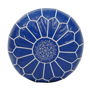 Moroccan POUF Blue Leather Pouf Ottoman Pouf Morrocan Leather Pouf Moroccan Pouffe, Home gifts, Wedding Gifts (Unstuffed)