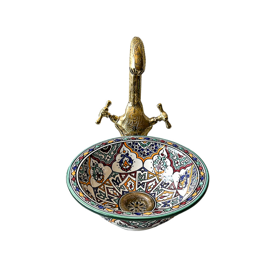 Handmade Mandala Moroccan sink, Custom Made Green Ceramic Sink, Custom Made Green Ceramic Sink.