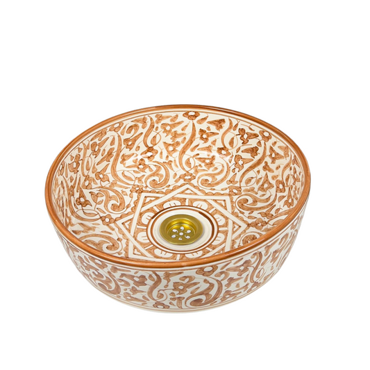 Custom Made Brow Ceramic Sink - Modern Bathroom Sink for Vanity Countertop  - Handcrafted Green Ceramic Bathroom Sink - Vessel Basin