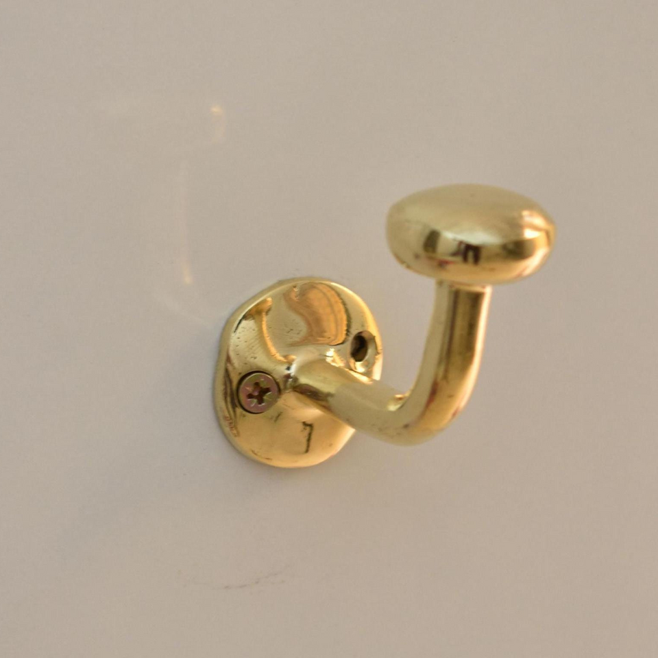 Unlacquered Solid Brass Wall Hook – Perfect for Doors & Bathrooms