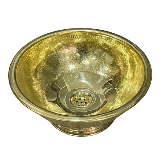 Hand Engraved Vessel Sink,Handcrafted Unlacquered Brass Bathroom Bowl Sink, Wash Basin
