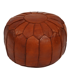 Moroccan dark brown Leather Pouf Ottoman Round Handmade Leather brown Pouf Ottoman, Footstool, pouf ottoman, Floor Cushion - (Unstuffed)
