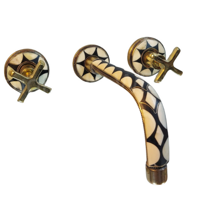 Solid Brass Traditional Wall Mount Tub Faucet With Studded With Resin