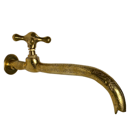 Unlacquered Brass Wall Faucet – Solid Brass Cold Water Tap, Single Handle