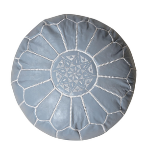 Moroccan POUF Grey Leather Pouf Ottoman Pouf Morrocan Leather Pouf Moroccan Pouffe, Home gifts, Wedding Gifts (Unstuffed)