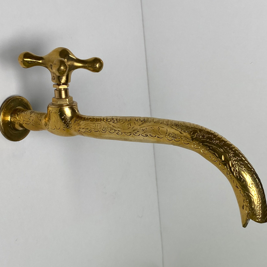 Unlacquered Brass Wall Faucet – Solid Brass Cold Water Tap, Single Handle