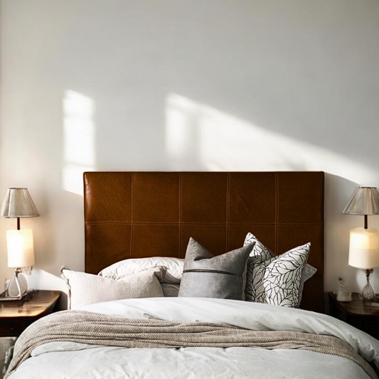 Authentic Handmade Hanging Leather Headboard – Custom King Size | Genuine Leather Bed Panel