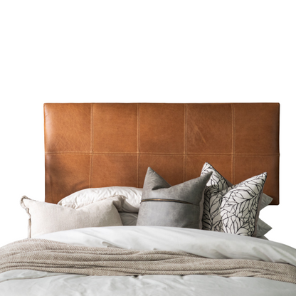 Handcrafted Genuine Leather Wall-Mounted Headboard – King & Queen Sizes | Leather & Wood Frame