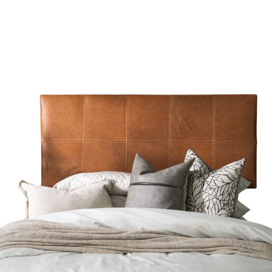 Handcrafted Genuine Leather Wall-Mounted Headboard – King & Queen Sizes | Leather & Wood Frame