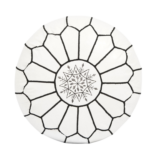 Ottoman footstool leather pouf living room decor, leather pouf ottoman White leather, handmade furniture, moroccan pouf, Floor Cushion