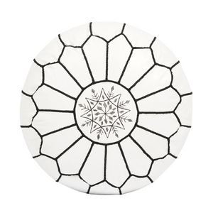 Ottoman footstool leather pouf living room decor, leather pouf ottoman White leather, handmade furniture, moroccan pouf, Floor Cushion