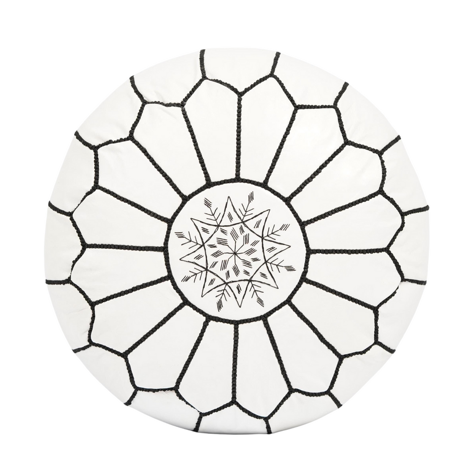 Ottoman footstool leather pouf living room decor, leather pouf ottoman White leather, handmade furniture, moroccan pouf, Floor Cushion