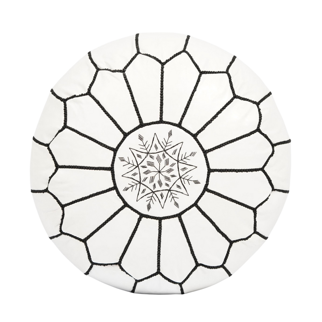 Ottoman footstool leather pouf living room decor, leather pouf ottoman White leather, handmade furniture, moroccan pouf, Floor Cushion