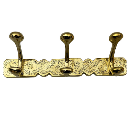 Handmade Solid Brass Wall Hooks – Rustic Clothes & Towel Rack (2–4 Hooks)