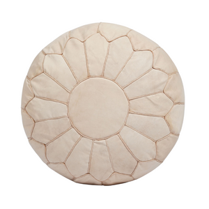 Genuine Leather Round Moroccan Pouf - Unstuffed Cover Ottoman Footstool - Boho Decor, Bohemian Living Room, Moroccan Vintage Decorative Pouf