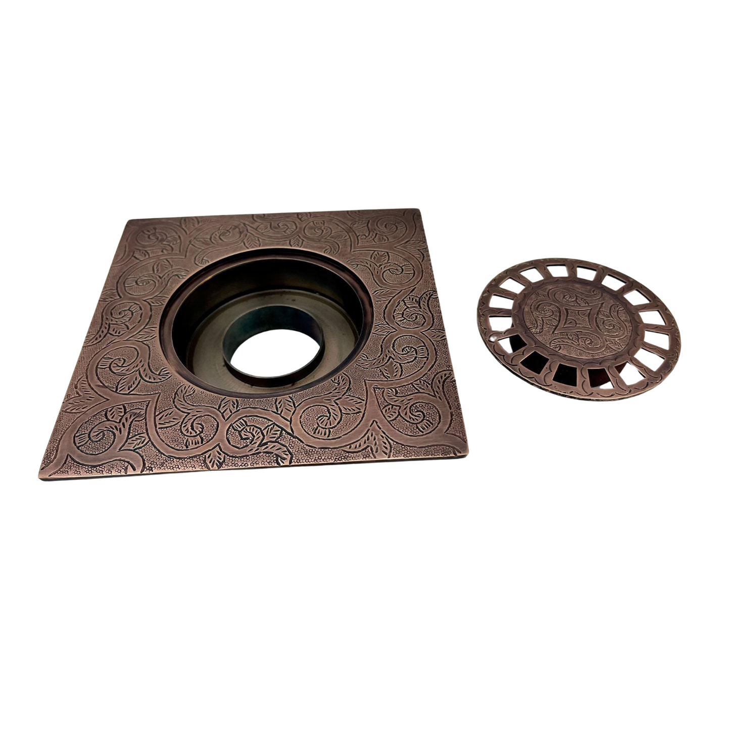 Engraved Copper Square Floor Drain with Removable Cover – Shower Drain