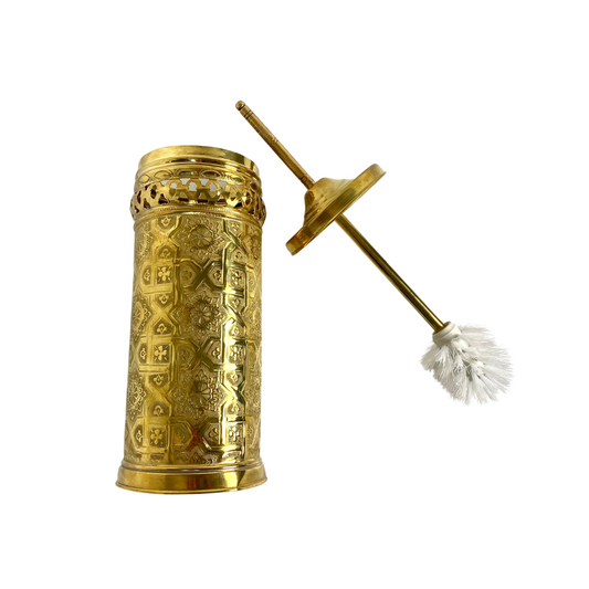 Unlacquered Brass toilet brush holder, Handcrafted Toilet Brush And Stand