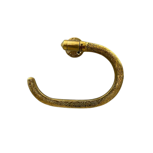 Handcrafted Unlacquered Brass Engraved Toilet Paper Holder